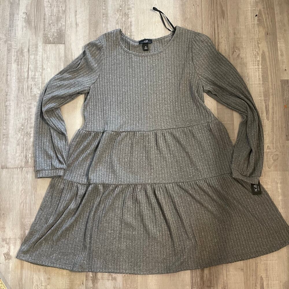 NWT Women’s AGB Dress Heather Grey ribbed  knit comfort long sleeve size XL - Picture 10 of 14